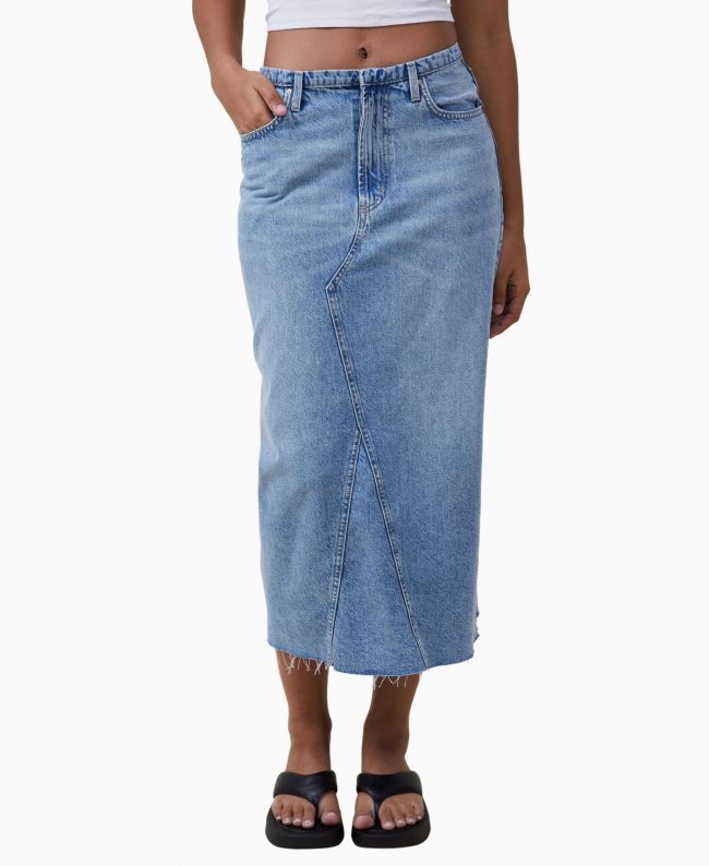 Cotton On Women's Maxi Denim Skirt - Bells Blue
