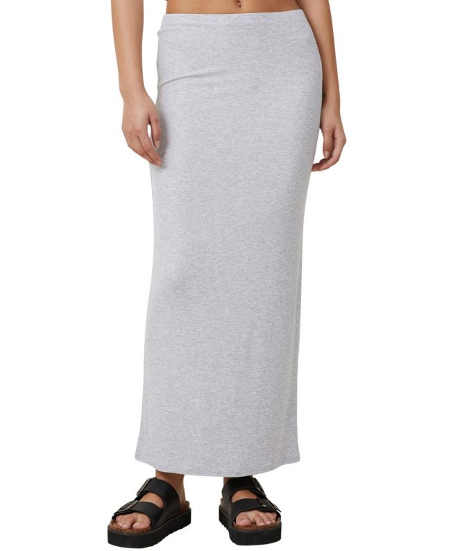 Cotton On Women's Staple Rib Maxi Skirt - Gray Marle
