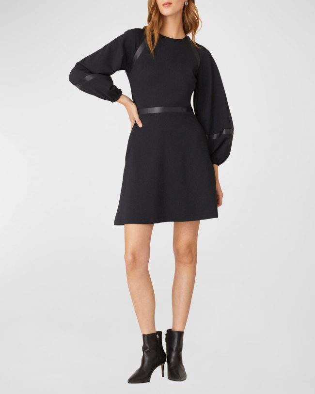 Elsy Blouson-Sleeve A-Line Mini Dress