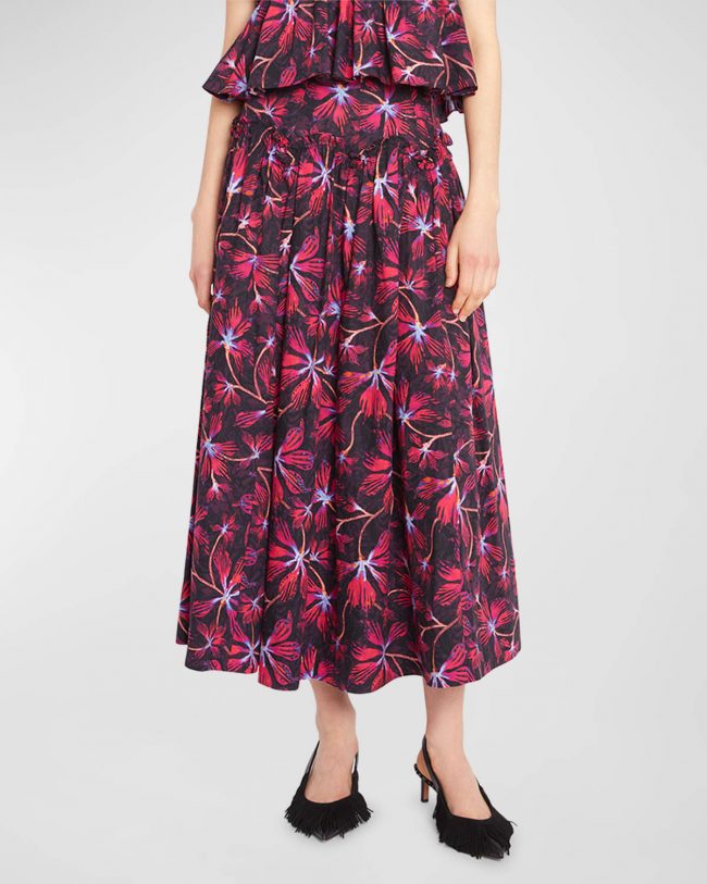 Emmy Floral Cotton Midi Skirt