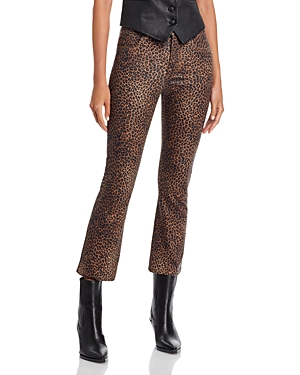 Frame Le Crop Mini Coated Bootcut Jeans in Leopard