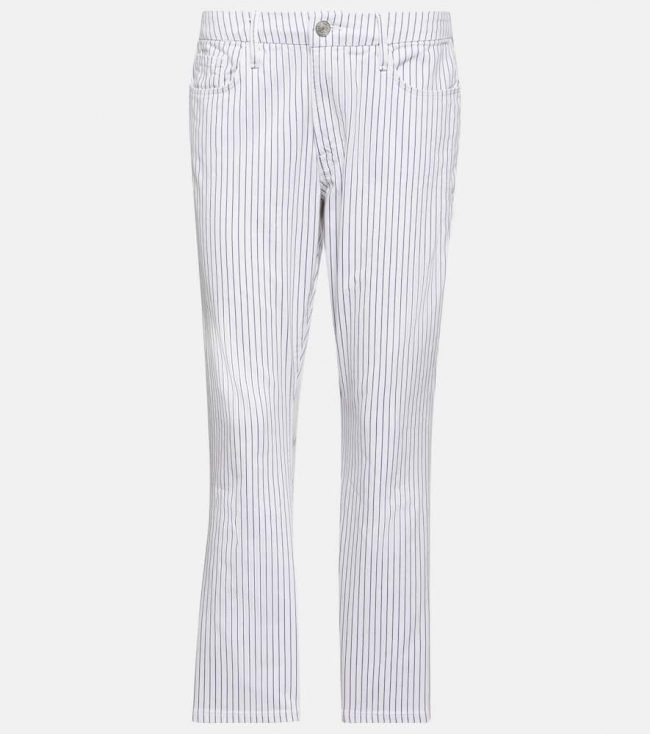 Frame Le Crop Mini striped mid-rise bootcut jeans