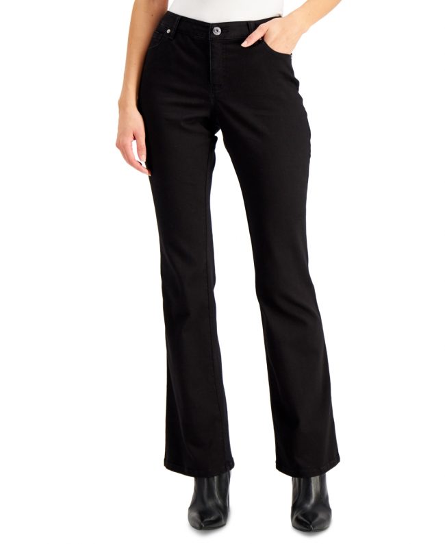 I.n.c. International Concepts Petite Mid Rise Bootcut Jeans, Created for Macy's - Deep Black