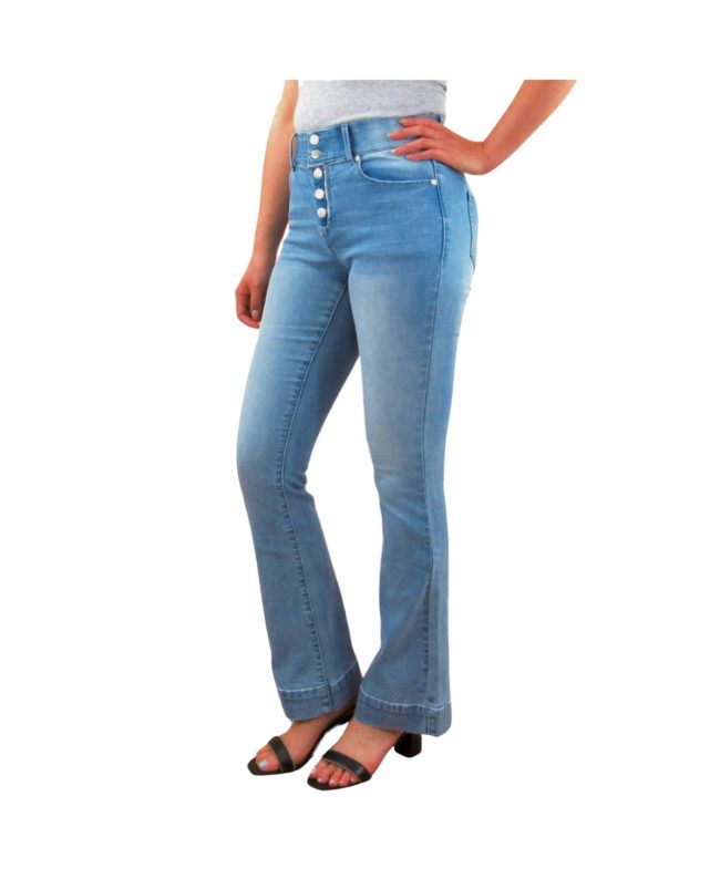 Indigo Poppy Postpartum Five Button Slim Bootcut Jeans - Light wash