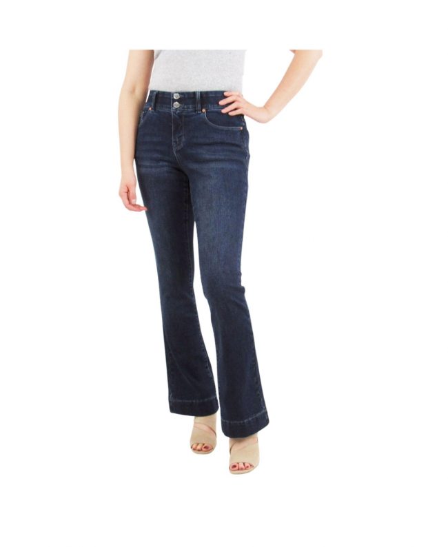 Indigo Poppy Women's Tummy Control Bootcut Jeans with Wide Hem - Dark wash