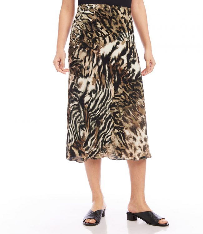 Karen Kane Women's Bias Cut Midi Skirt, S, Print, 100% Viscose