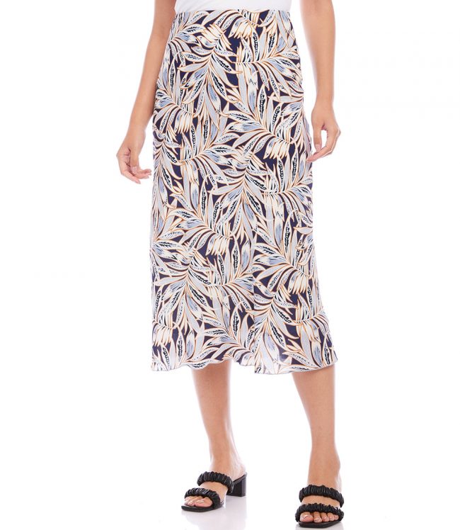 Karen Kane Women's Bias Cut Midi Skirt, XL, Print, 100% Viscose