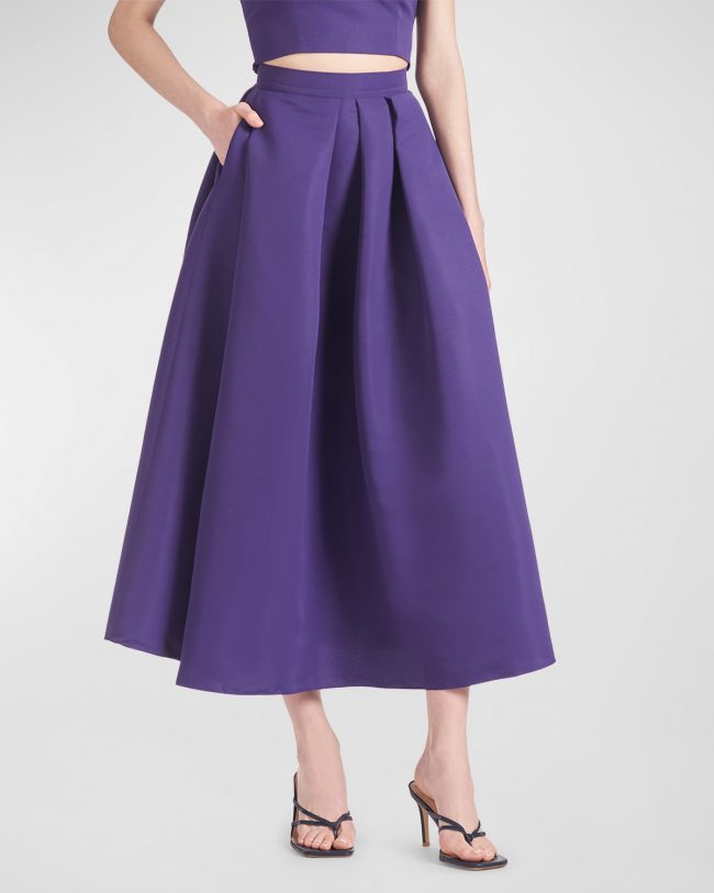 Leighton Pleated A-line Midi Skirt