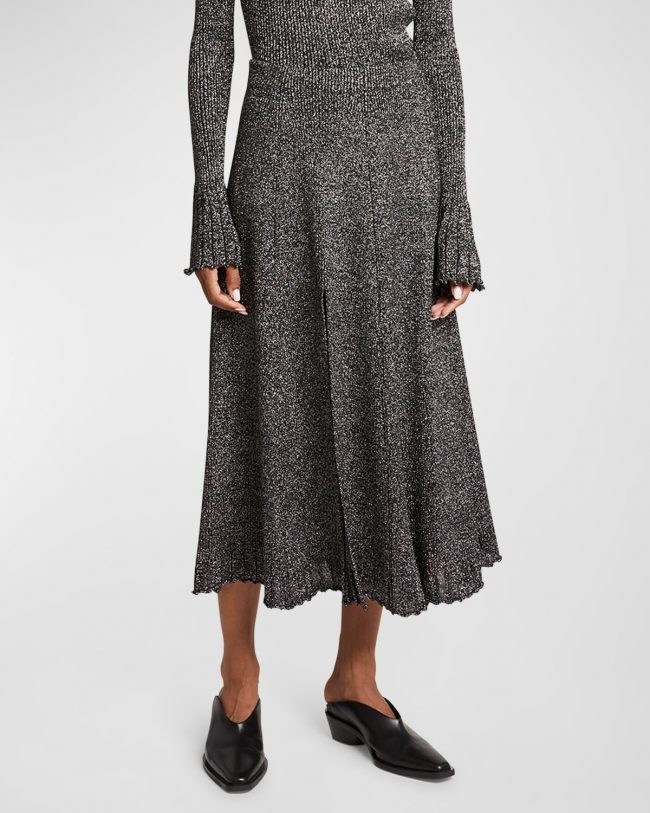 Lidia Sparkly Knit A-Line Midi Skirt