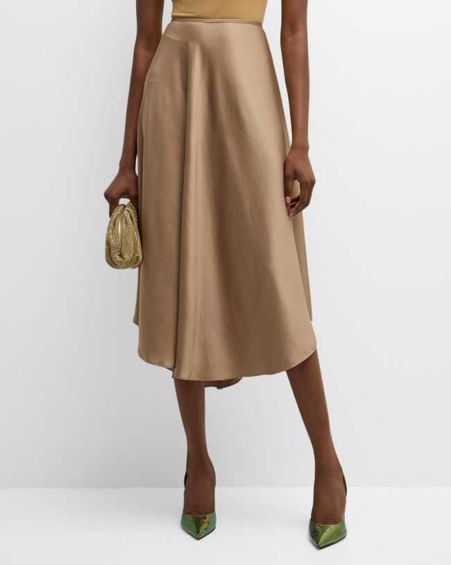 Lightweight Textured Satin Midi Handkerchief Skirt