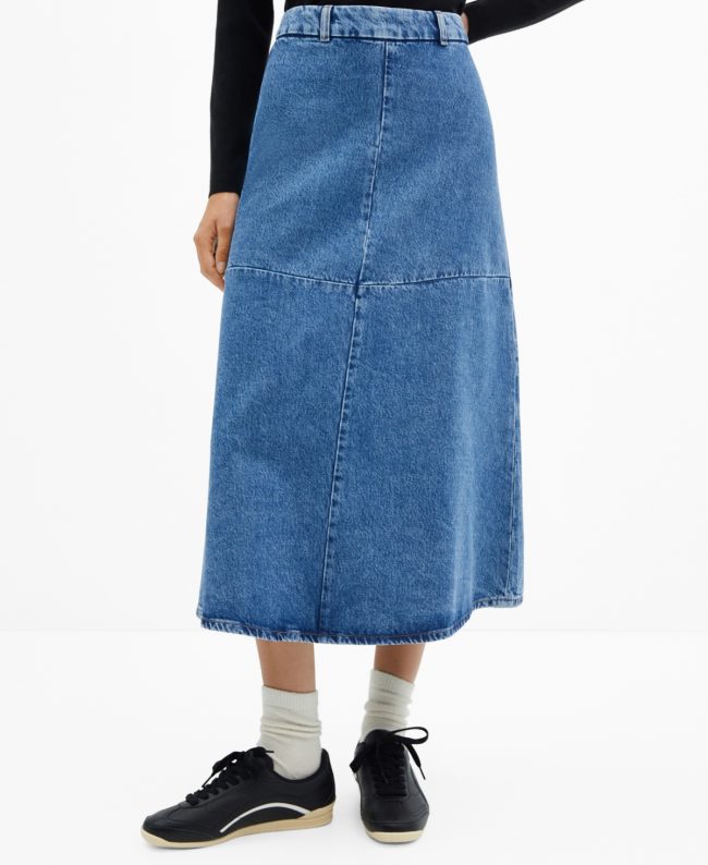 Mango Women's Midi Denim Skirt - Medium Blue