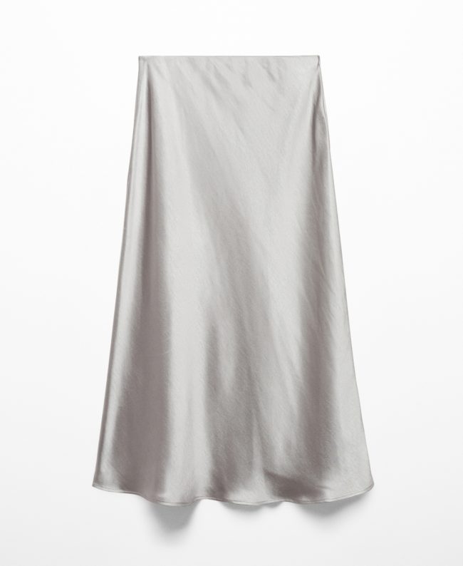 Mango Women's Midi Satin Skirt - Gray