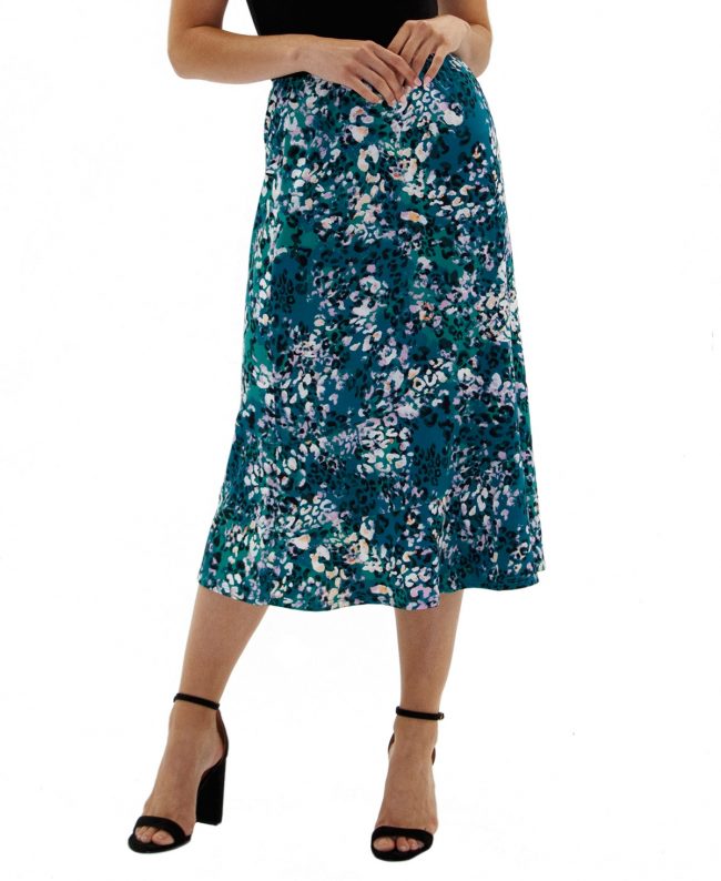 Ny Collection Petite Midi-Length Print Skirt - Emerald Vibeskin