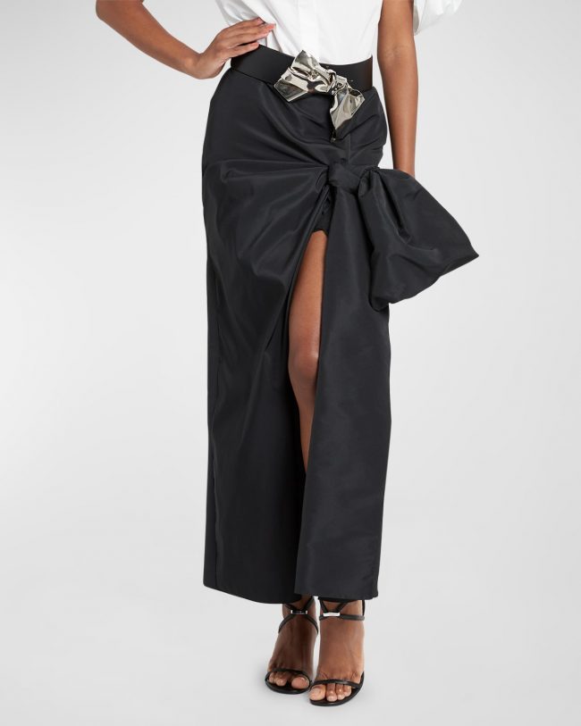 Pencil Midi Skirt with Bow Detail