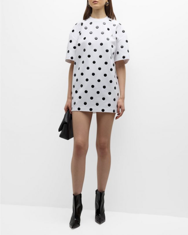 Polka-Dot Short-Sleeve Mini T-Shirt Dress
