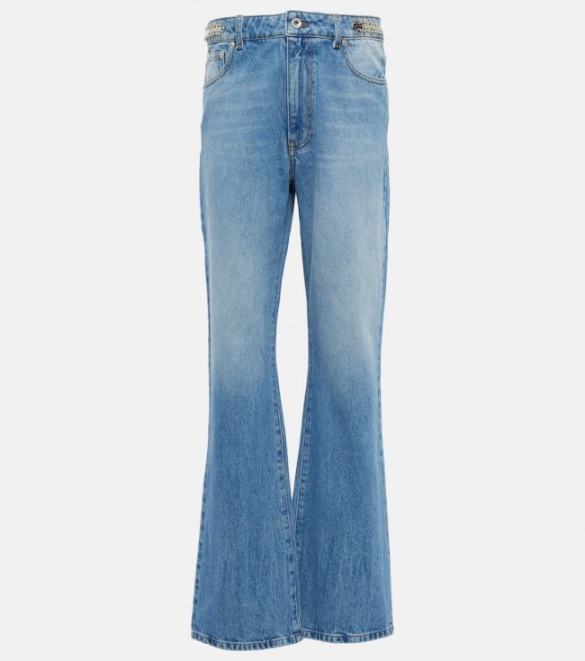 Rabanne Embellished high-rise bootcut jeans