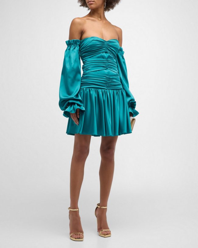 Selina Ruched Off-Shoulder Mini Dress
