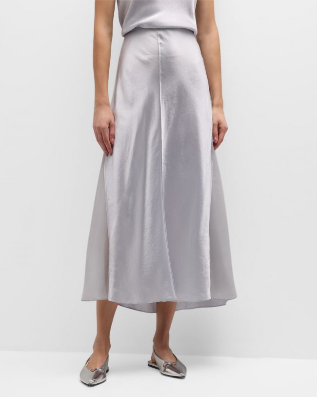 Sheer Panelled Midi Slip Skirt
