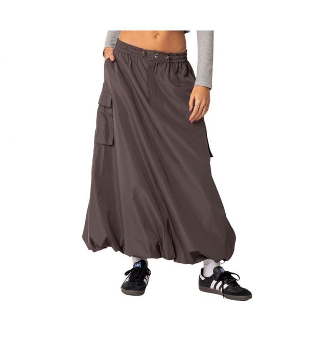 Women's Bubble cargo nylon maxi skirt - Gray