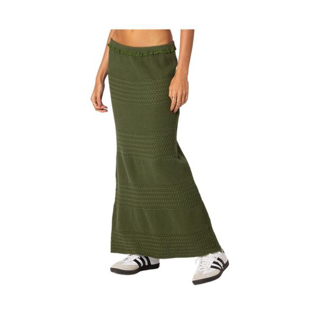 Women's Garner textured knit maxi skirt - Olive