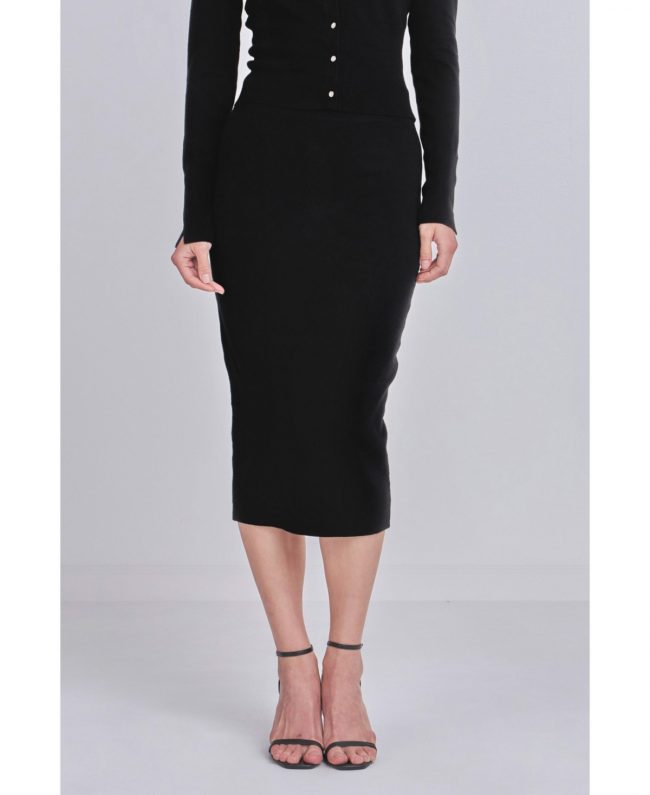 Women's Knit Midi Skirt - Black
