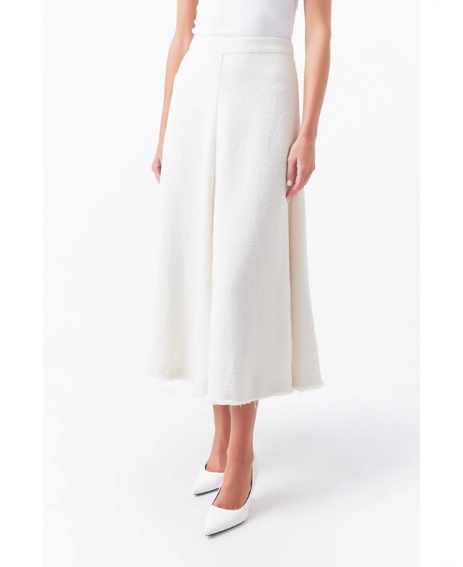 Women's Textured Circle Maxi Skirt - Cream