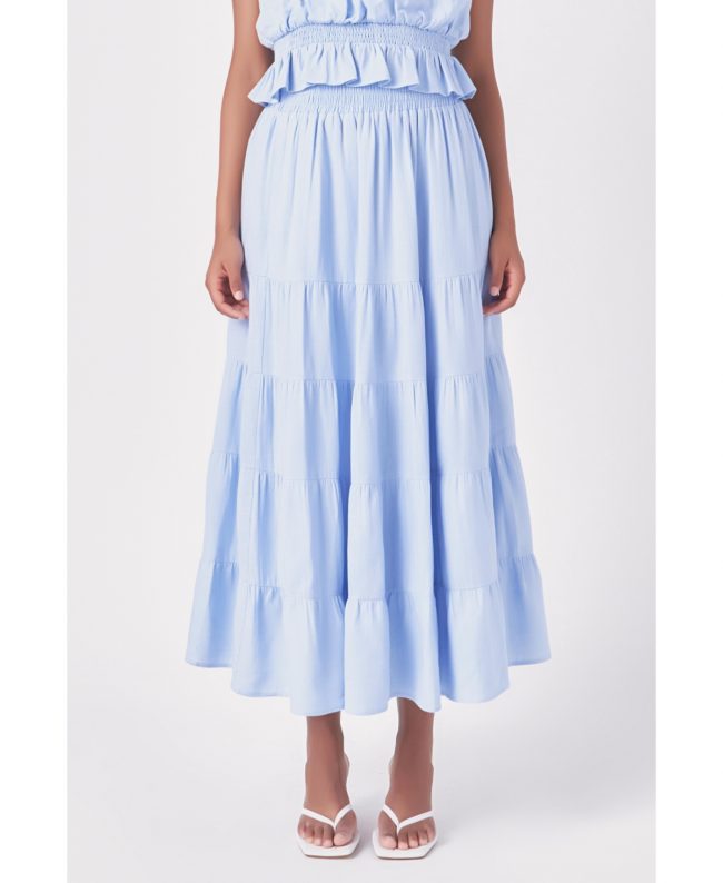 Women's Tiered Maxi Skirt - Ocean blue