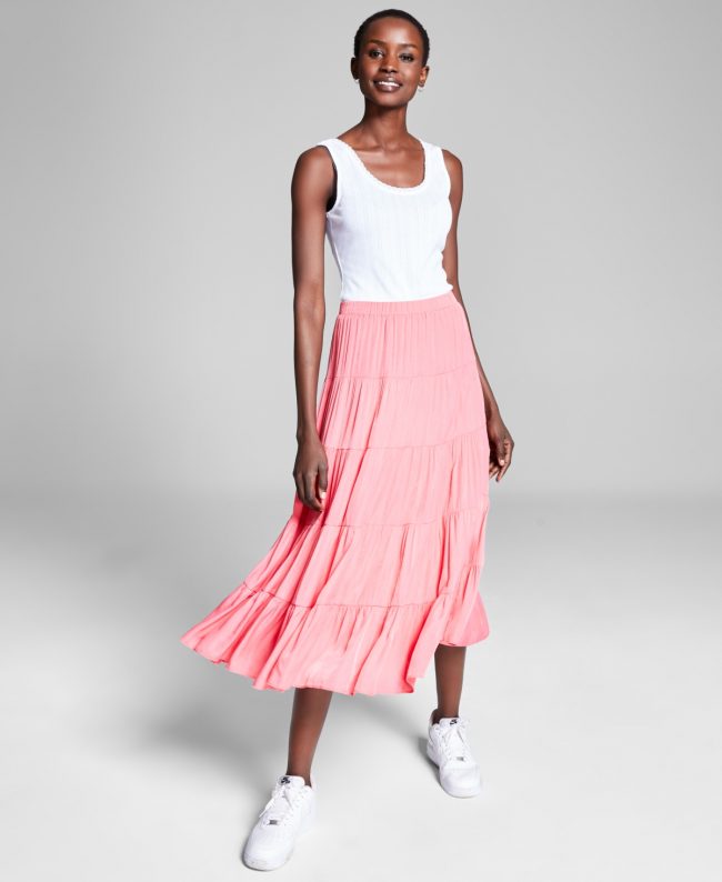 And Now This Women's Pull-On Maxi Skirt - Fresh Coral