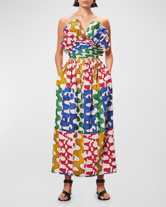 Billie Multicolor Organic Cotton Cocoon Midi Skirt