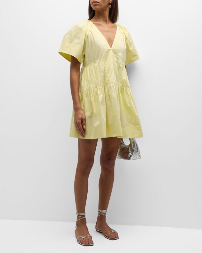 Camila Short-Oversized Sleeve Tiered Mini Dress