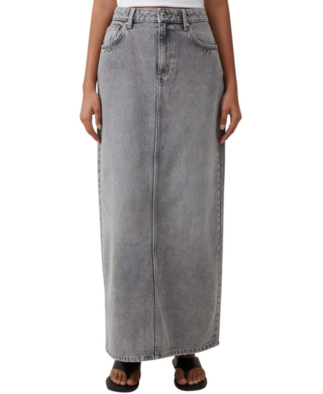 Cotton On Women's Blake Denim Maxi Skirt - Ash Gray