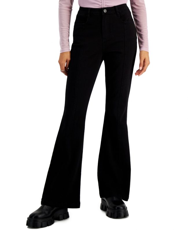 Dollhouse Juniors' High-Rise Bootcut Flared Leg Jeans - Black