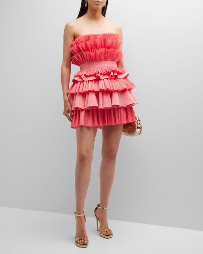 Elsher Strapless Ruffled Mini Dress