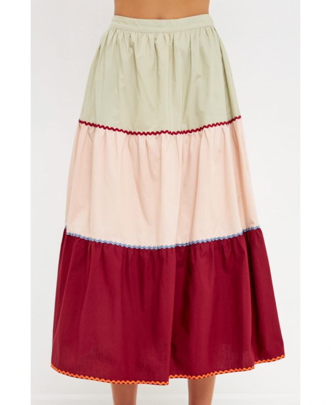 English Factory Women's Color Block Midi Skirt - Multi