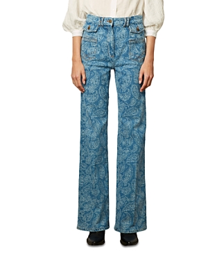 Gerard Darel Anna Paisley Mid Rise Bootcut Jeans in Blue
