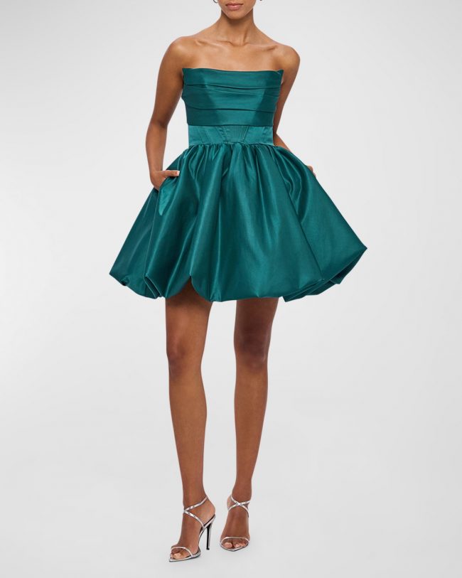 Katy Cotton & Silk Strapless Bustier Mini Dress
