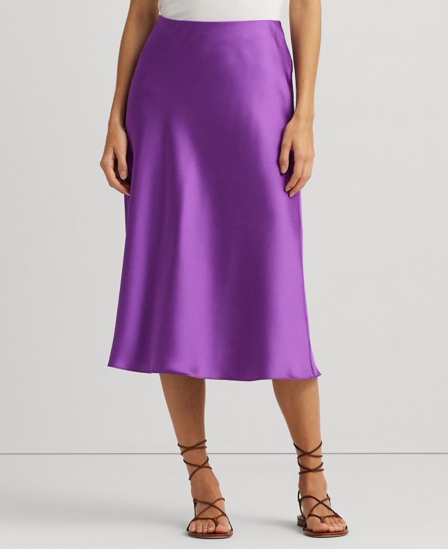 Lauren Ralph Lauren Women's Satin Charmeuse Midi Skirt - Purple Jasper