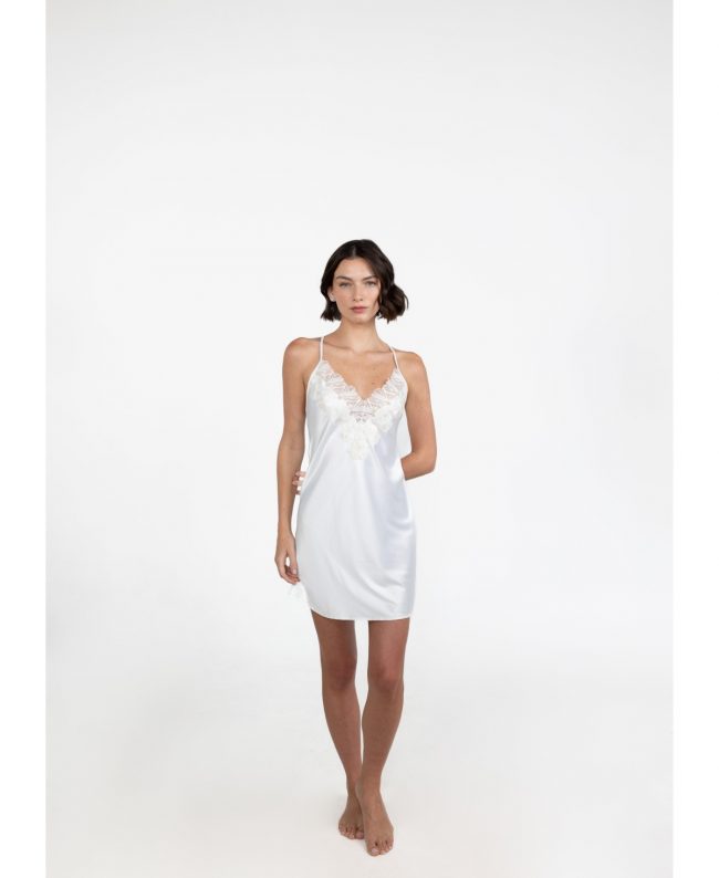 Luxury Satin Night Gown Colette By Entos - White