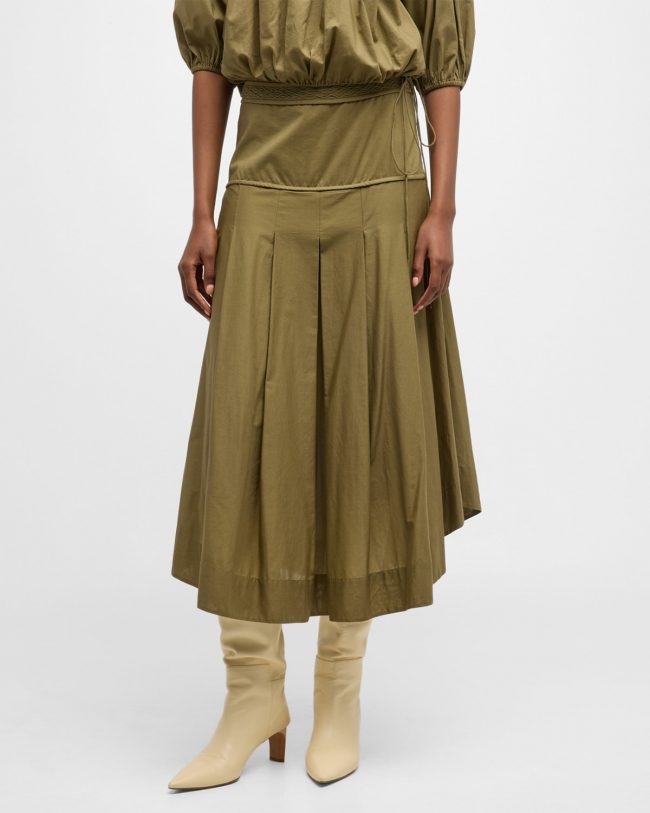 Lynnton Pleated Cotton Lawn Midi Skirt