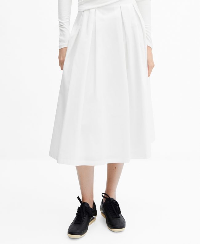 Mango Women's Plank Midi-Skirt - White