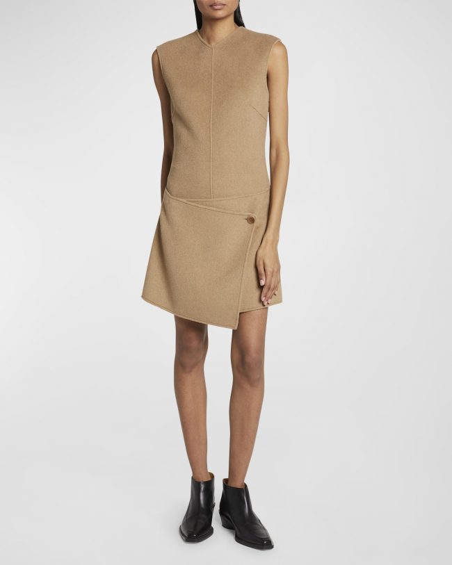 Melton Wool-Cashmere Double-Face Sleeveless Mini Dress
