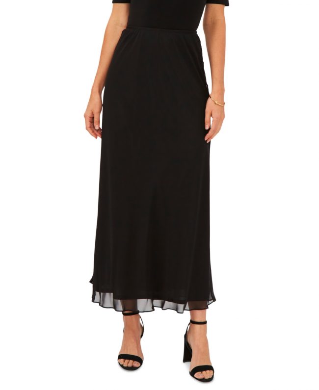 Msk Women's Chiffon A-Line Maxi Skirt - Black