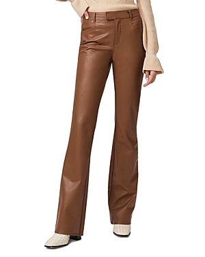 Paige Laurel Canyon High Rise Bootcut Trouser Faux Leather Jeans in Dark Argan