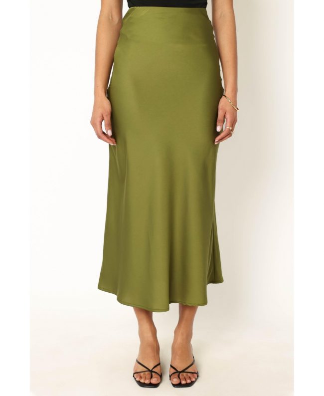 Petal and Pup Nellie Satin Midi Skirt - Palm green
