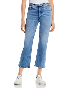 Re/Done Cotton Blend '70s High Rise Cropped Bootcut Jeans in Laguna