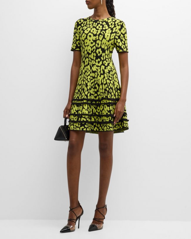 Rosuara Cheetah-Print Ruffle-Trim Mini Dress