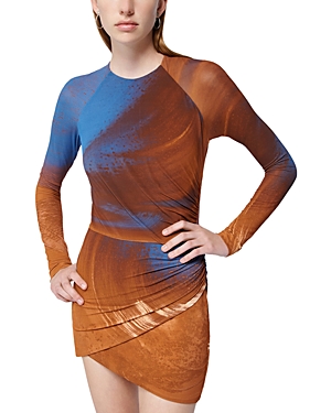 Simkhai Abby Long Sleeve Ruched Mini Dress