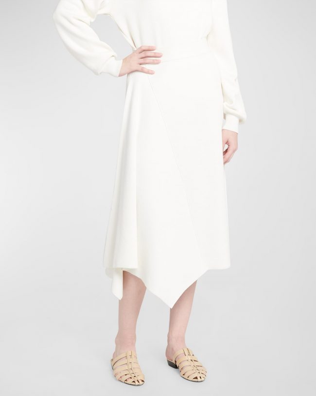 Tazawa Rib Asymmetric Midi Skirt