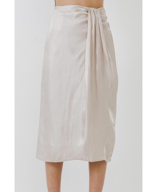 Women's Metallic Effect Midi Skirt - Beige