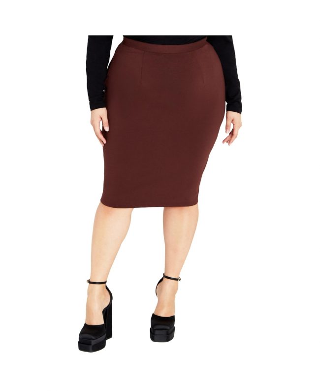 Women's Midi Tube Skirt - Brown